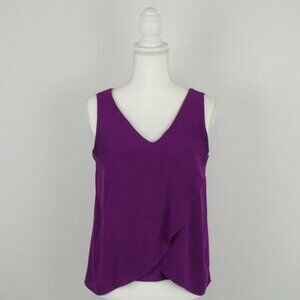 Massimo Dutti Women's Medium Purple V-Neck Tulip Hem Woven Tank Top